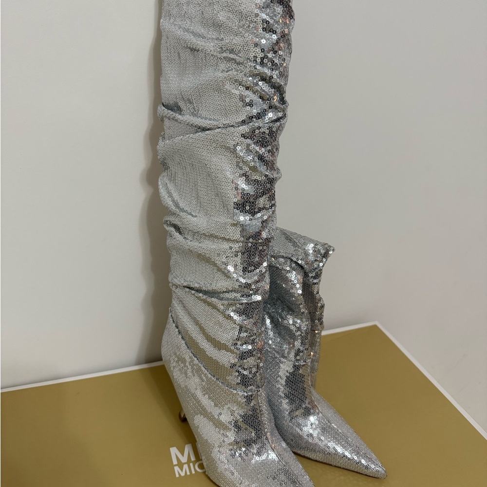 Michael Kors Sparkling Silver Over the Knee Boots - Picture 2 of 8